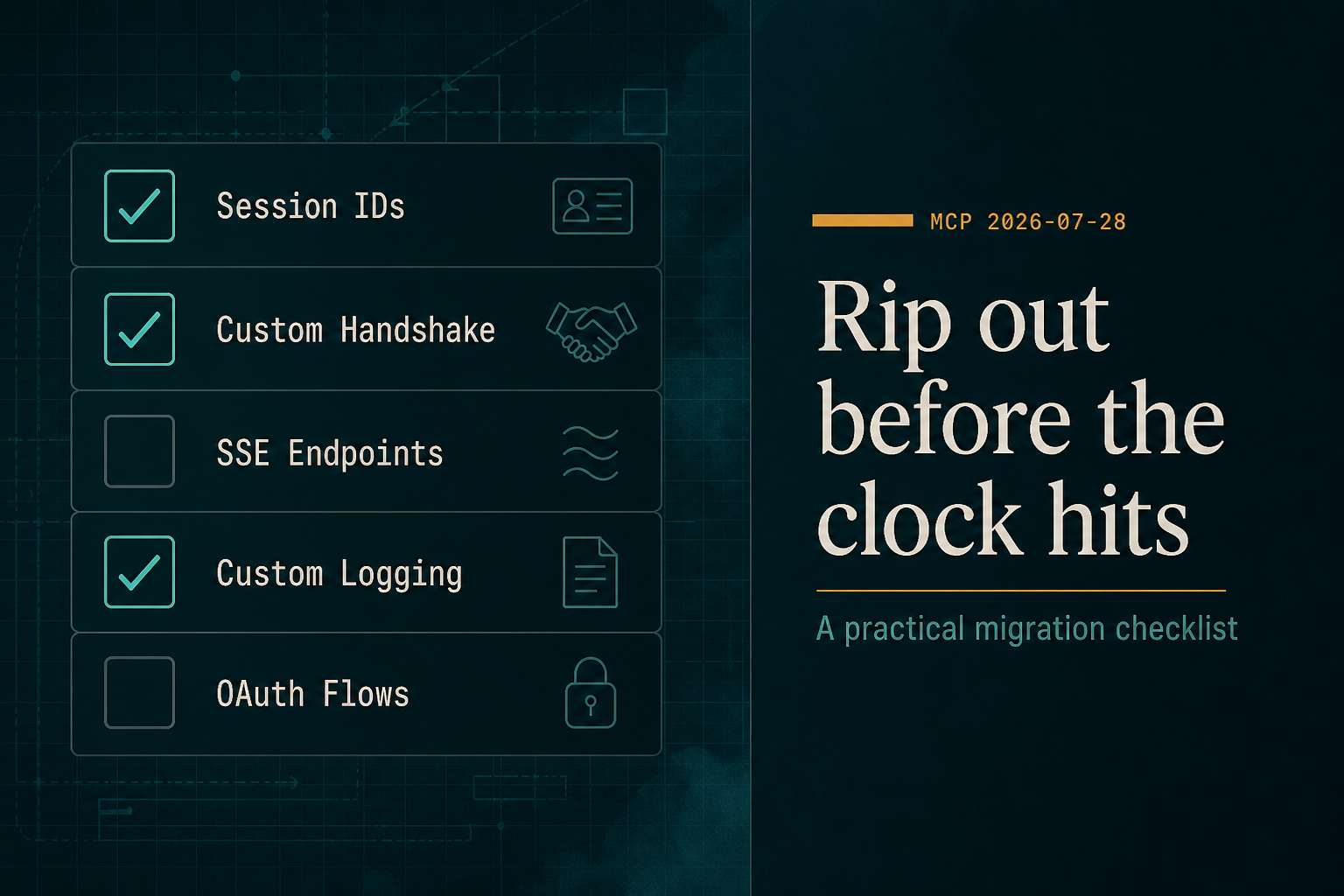 Checklist of MCP legacy patterns to remove before the 2026-07-28 deprecation window closes